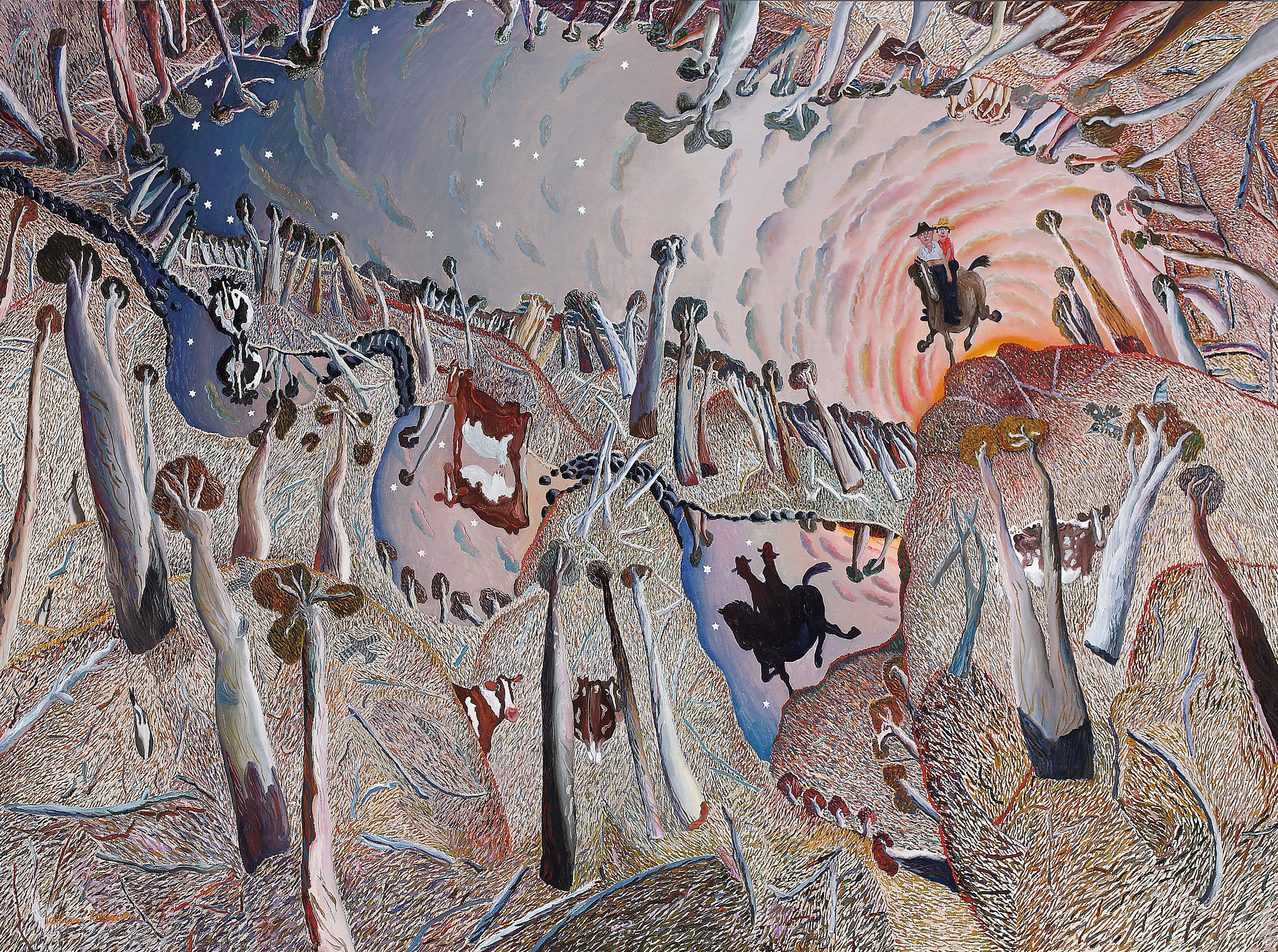 William ROBINSON, Sunset with riders 1986, oil on linen. Private collection, Brisbane.