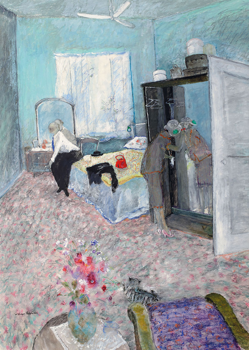 William ROBINSON 'Bedroom with woman putting on lipstick' 